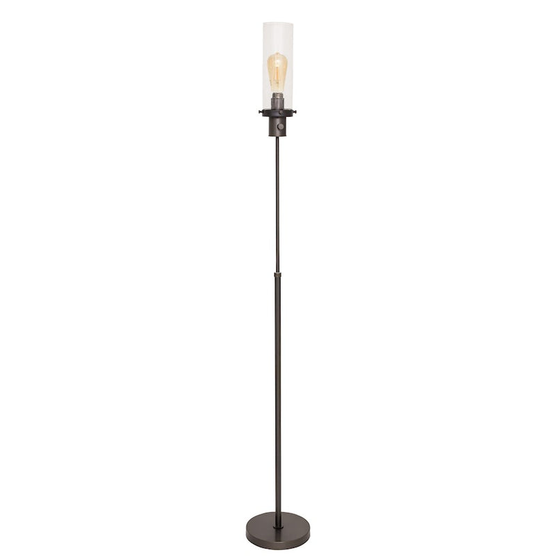 House of Troy Ira Adjustable Floor Lamp/Seedy Glass Shade, Bronze