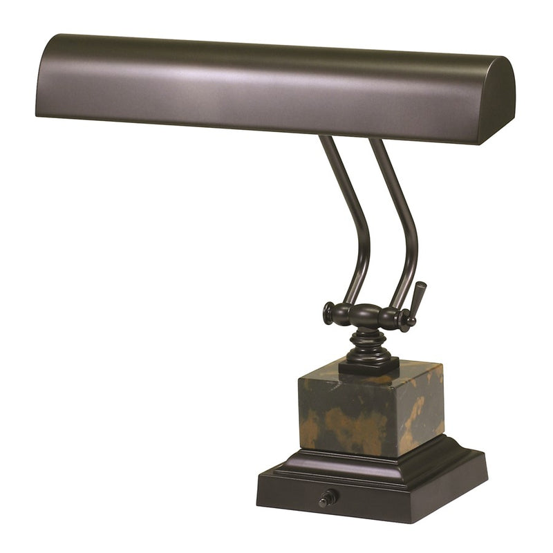 House of Troy 14" Mahogany Bronze Black and Tan Marble Piano Desk Lamp