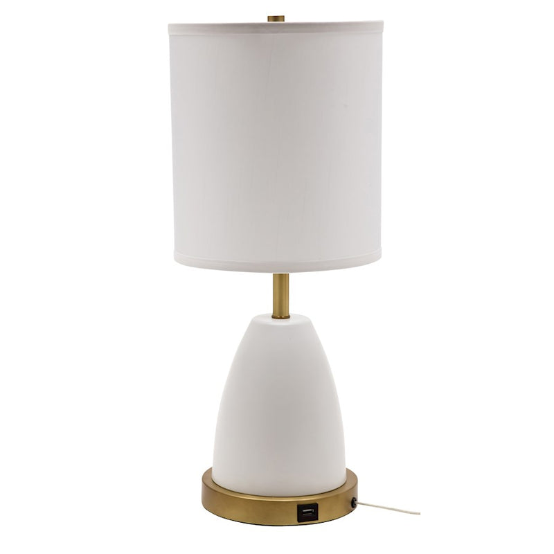 House of Troy Rupert Table Lamp in White with Weathered Brass Accents