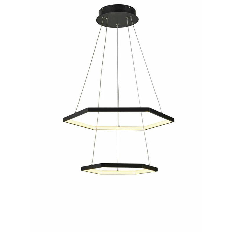Thumprints Senary 2 Light 24" Foyer Chandelier, Black