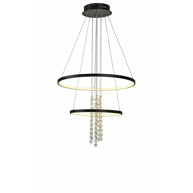 Thumprints Glacier 2 Light Foyer Chandelier, Black