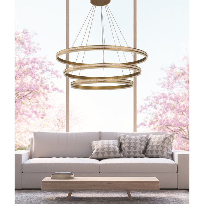 Thumprints Aurora 3 Light Foyer Chandelier, Brushed Gold