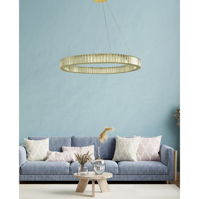 Thumprints Maya 1 Light 32" Dining Chandelier, Polished Gold