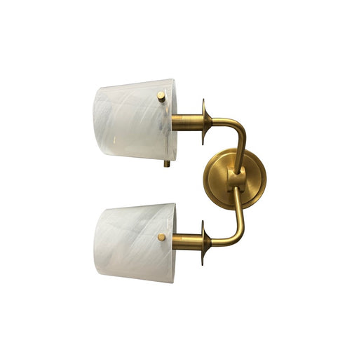 House Of Troy 2Lt Sconce, Brass/Curved Arm And White Swirl Glass - WL306-BB