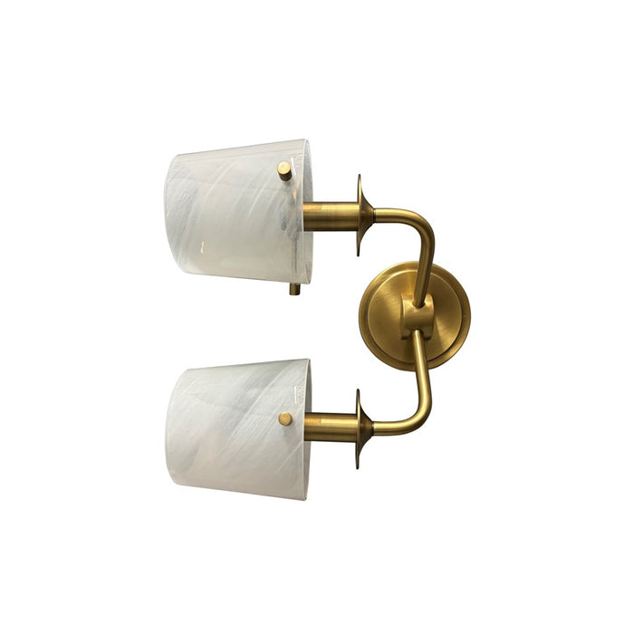 House Of Troy 2Lt Sconce, Brass/Curved Arm And White Swirl Glass - WL306-BB