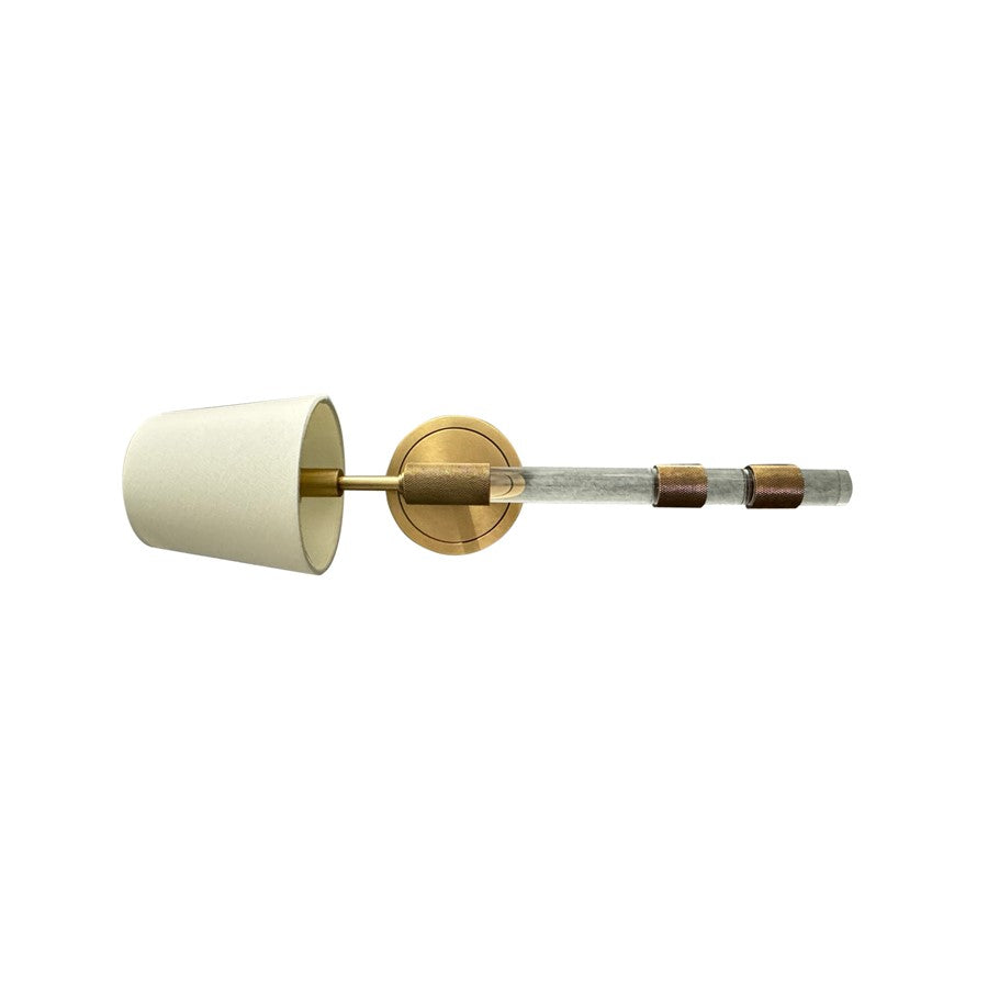 House Of Troy 1Lt Sconce, Brass/Acrylic/Knurled/Fabric Shade - WL308-BB