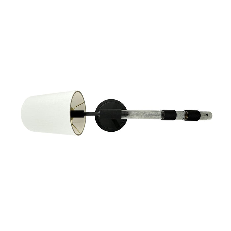 House Of Troy 1Lt Sconce, Black/Acrylic/Knurled/Fabric Shade - WL308-BLK