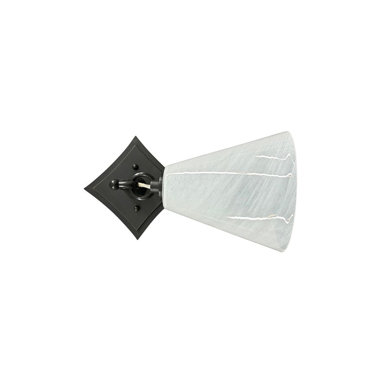 House Of Troy 1Lt Lantern Sconce, Bronze/White Swirl Glass Shade - WL311-OB