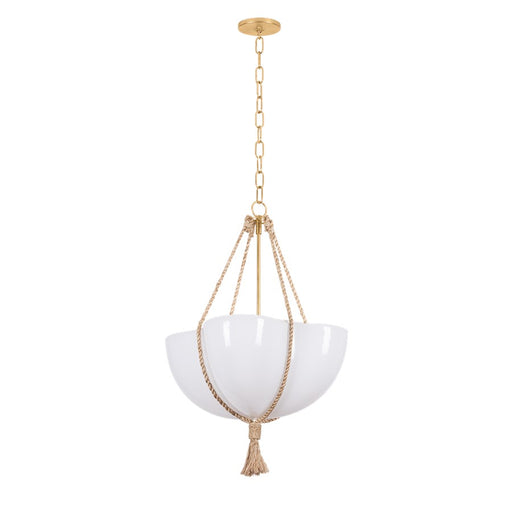 Hudson Valley Amberley 1Lt 20" Pendant, Vintage Gold Leaf/Opal Matte - 1020-VGL