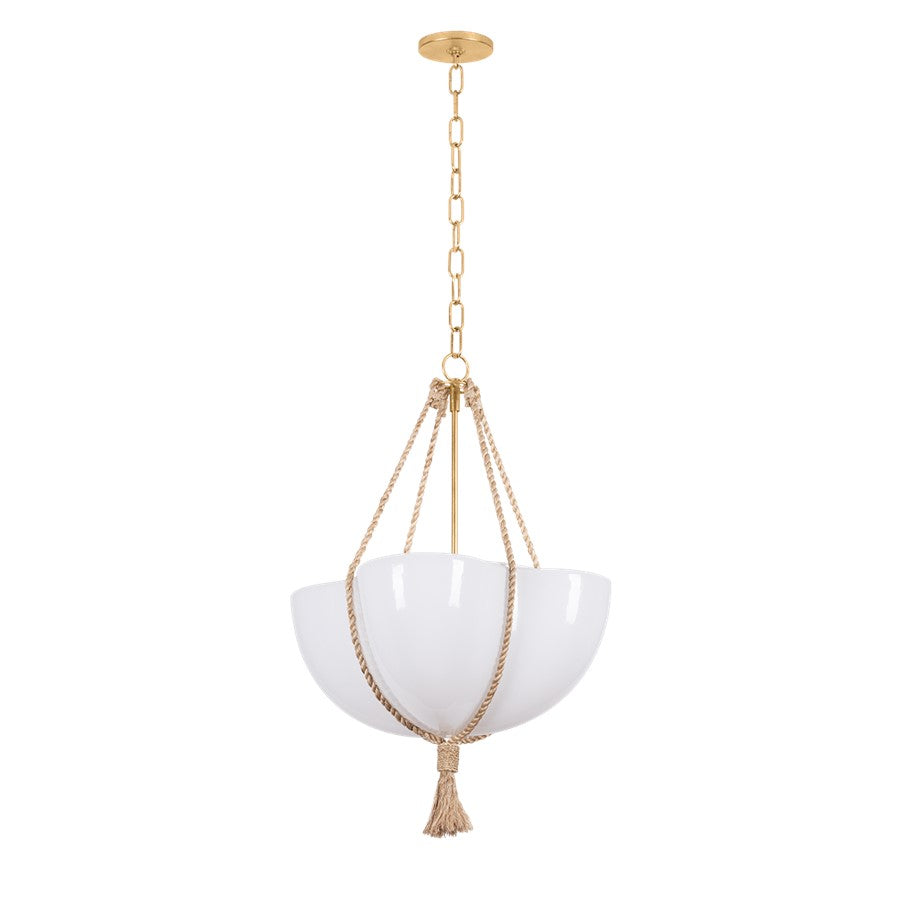 Hudson Valley Amberley 1Lt 20" Pendant, Vintage Gold Leaf/Opal Matte - 1020-VGL