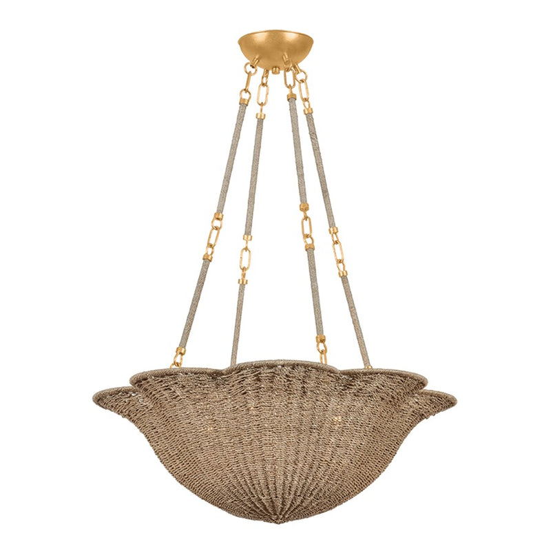 Hudson Valley Ardonia 4 Light Chandelier, Vintage Gold Leaf/Abaca - 1074-VGL