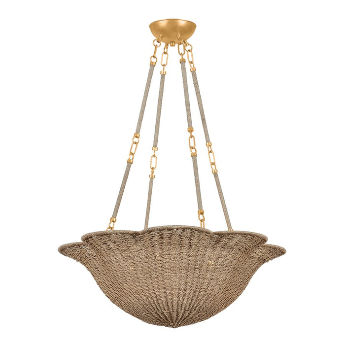 Hudson Valley Ardonia 4 Light Chandelier, Vintage Gold Leaf/Abaca - 1074-VGL