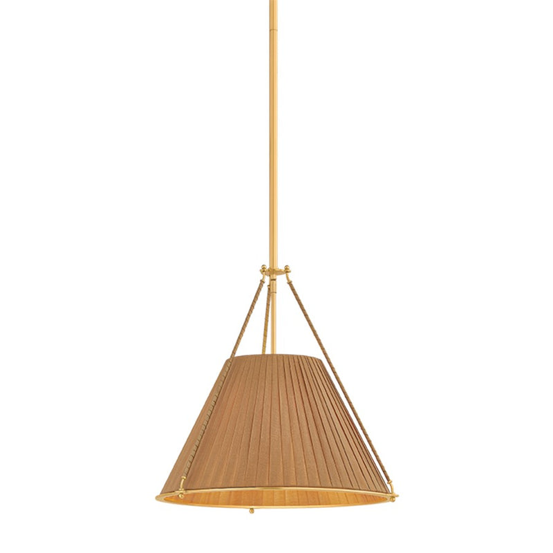Hudson Valley Sunside 3 Light Pendant, Aged Brass/Garnet Linen - 1143-AGB