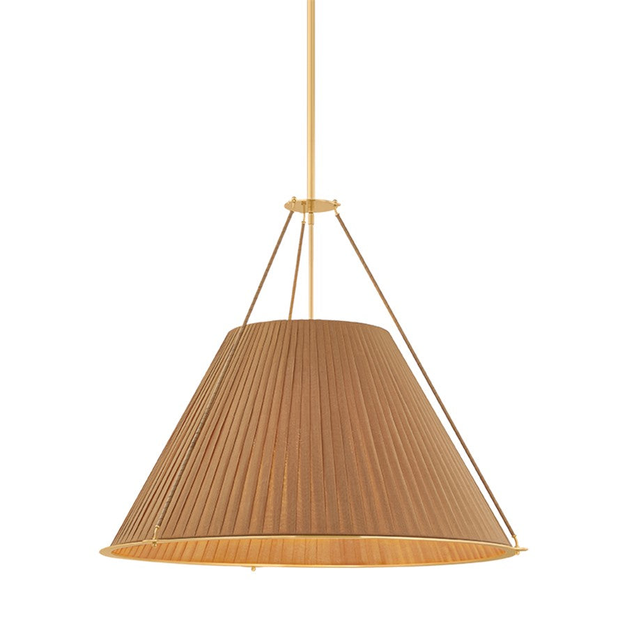 Hudson Valley Lighting Sunside 5 Light Chandelier, Aged Brass/Silk - 1145-AGB