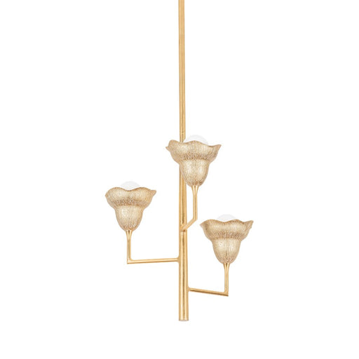 Hudson Valley Alora 3Lt Chandelier, Gold Leaf/Gilded Ivory - 1283-VGL-GLI