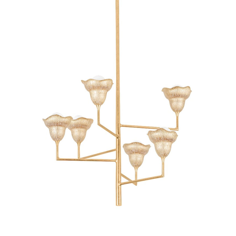 Hudson Valley Alora 6Lt Chandelier, Gold Leaf/Gilded Ivory - 1286-VGL-GLI