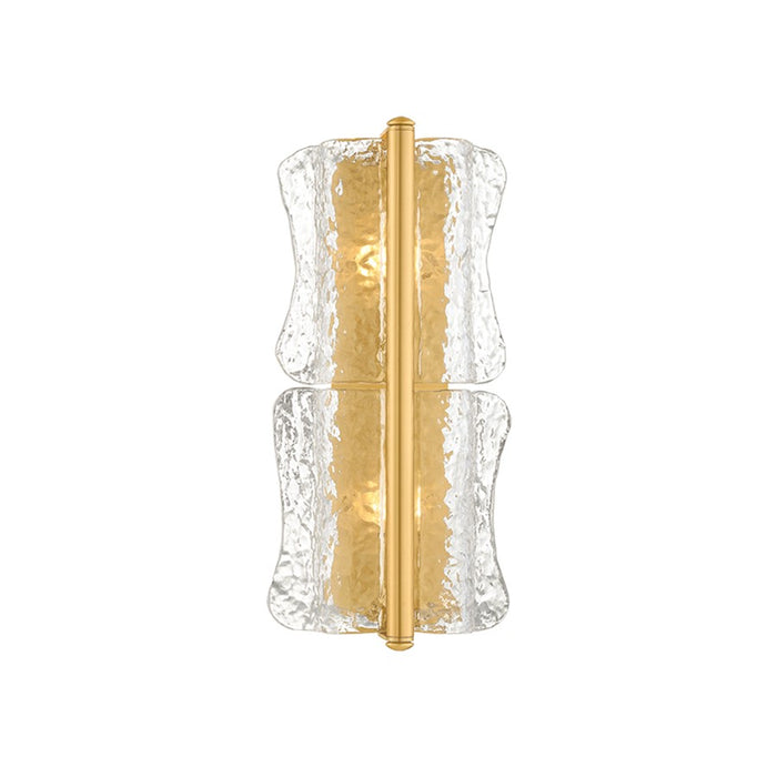 Hudson Valley Fosterdale 2 Light Wall Sconce, Aged Brass/Clear Optic - 1372-AGB