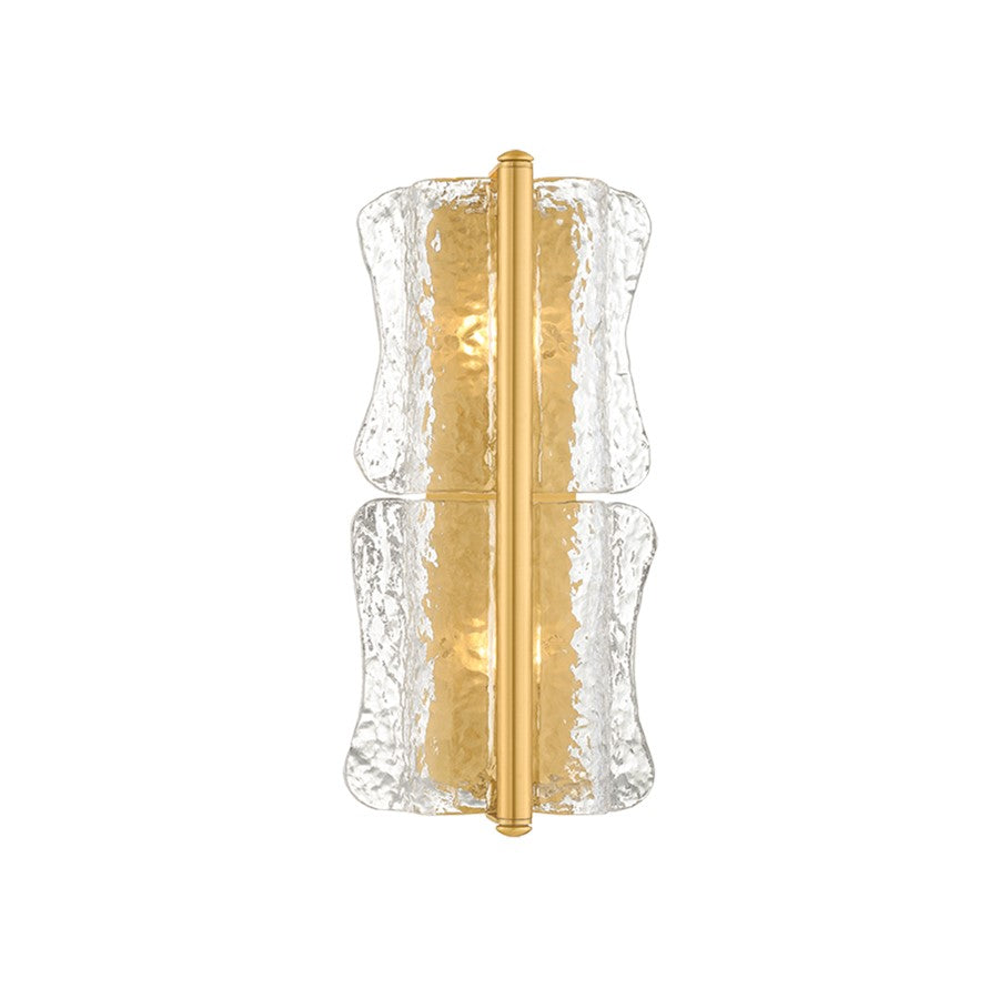 Hudson Valley Fosterdale 2 Light Wall Sconce, Aged Brass/Clear Optic - 1372-AGB