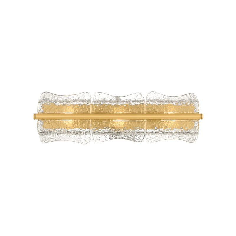 Hudson Valley Fosterdale 3 Light Wall Sconce, Aged Brass/Clear Optic - 1373-AGB
