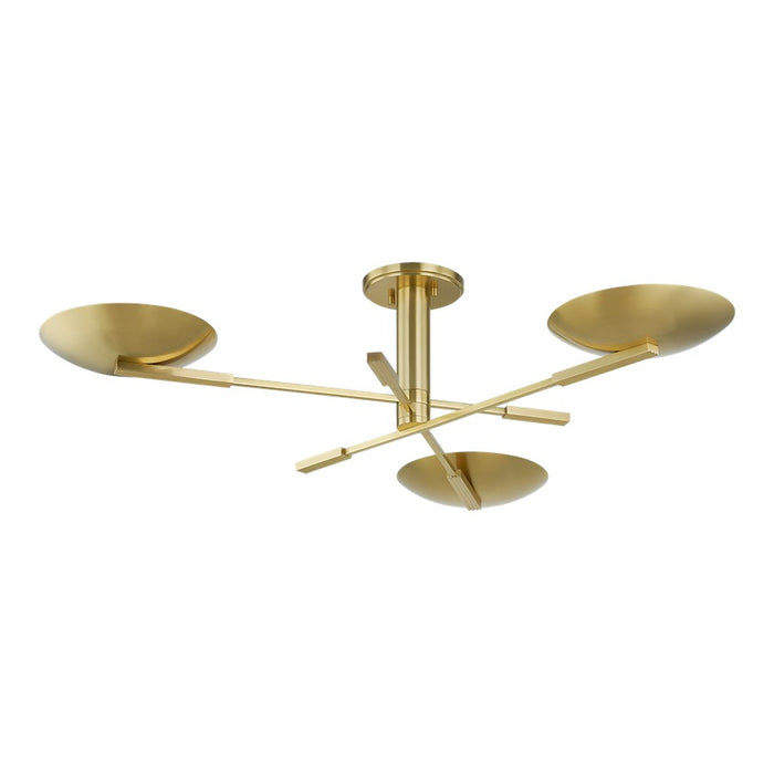 Hudson Valley Johnson 3 Light Semi Flush, Aged Brass/Etched Matte - 1503-AGB