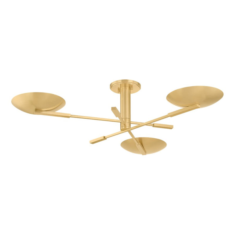 Hudson Valley Johnson 3 Light Semi Flush, Aged Brass/Etched Matte
