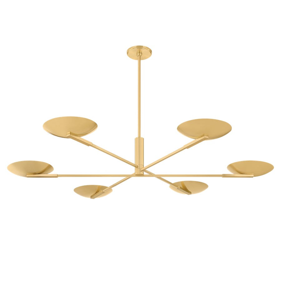 Hudson Valley Johnson 6 Light Chandelier, Aged Brass/Etched Matte