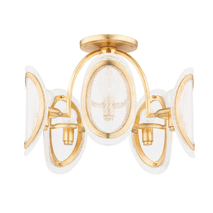 Hudson Valley Danes 5 Light Semi Flush, Vintage Gold Leaf