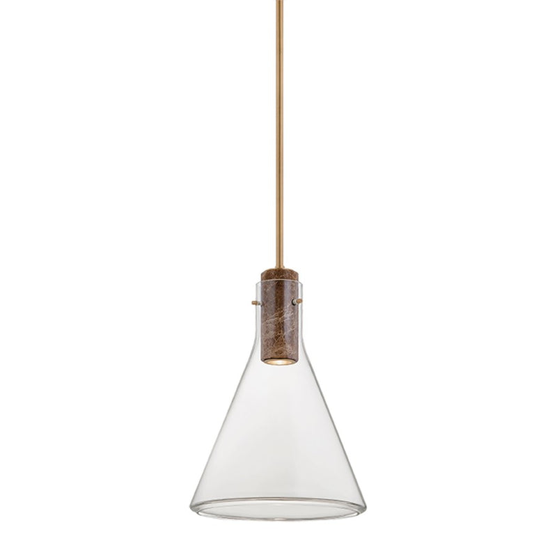 Hudson Valley Lighting West Hill 1 Light 13" Pendant, Brass/Clear - 1613-PBR