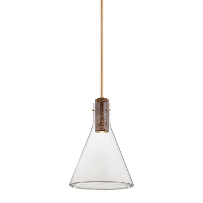 Hudson Valley Lighting West Hill 1 Light 13" Pendant, Brass/Clear - 1613-PBR