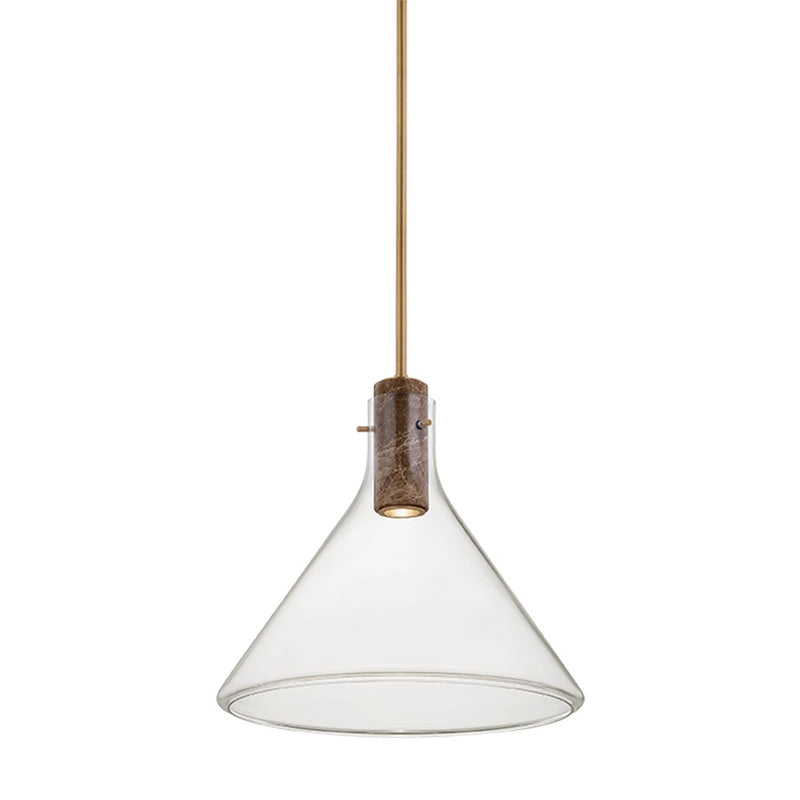 Hudson Valley Lighting West Hill 1 Light 19" Pendant, Brass/Clear - 1619-PBR