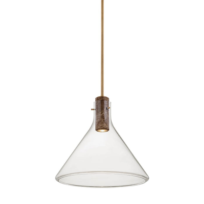Hudson Valley Lighting West Hill 1 Light 19" Pendant, Brass/Clear - 1619-PBR