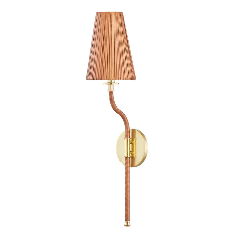 Hudson Valley Atwood 1Lt Wall Sconce, Aged Brass/Rattan - 1625-AGB