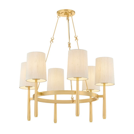 Hudson Valley Bridgeton 6 Light Chandelier, Aged Brass/Raw Silk