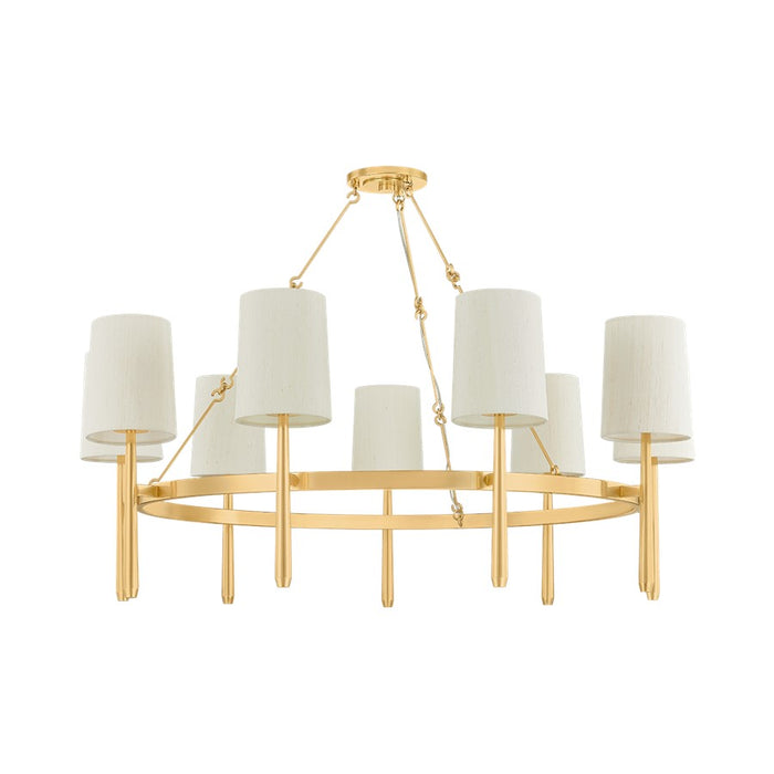 Hudson Valley Bridgeton 9 Light Chandelier, Aged Brass/Raw Silk - 1779-AGB