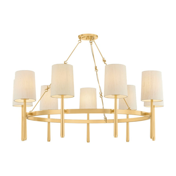 Hudson Valley Bridgeton 9 Light Chandelier, Aged Brass/Raw Silk