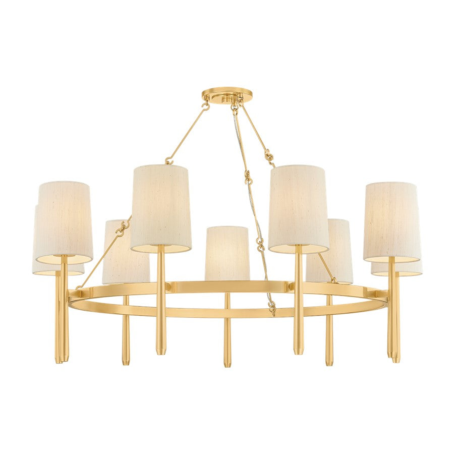 Hudson Valley Bridgeton 9 Light Chandelier, Aged Brass/Raw Silk