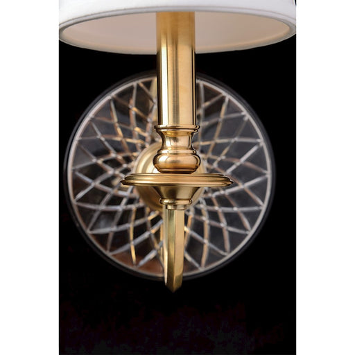 Hudson Valley Yates 1 Light Wall Sconce, Aged Brass/White