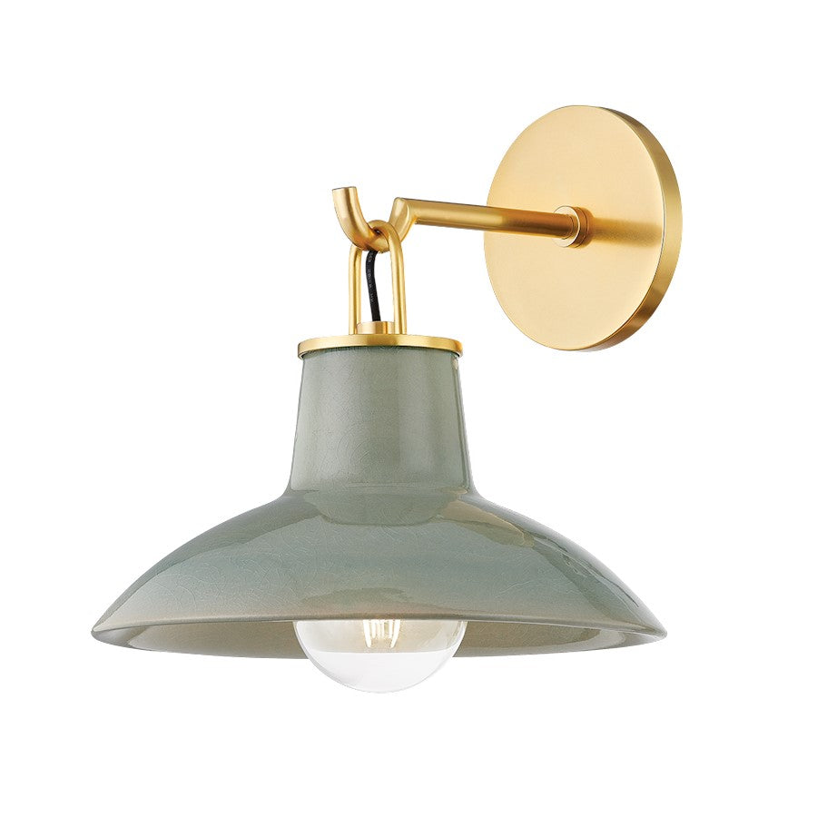 Hudson Valley Pottersville 1Lt Wall Sconce, Brass/Moss Crackle - 1913-AGB-CMC