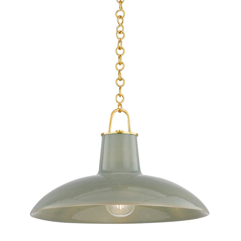 Hudson Valley Pottersville 1Lt 18" Pendant, Brass/Moss Crackle - 1918-AGB-CMC