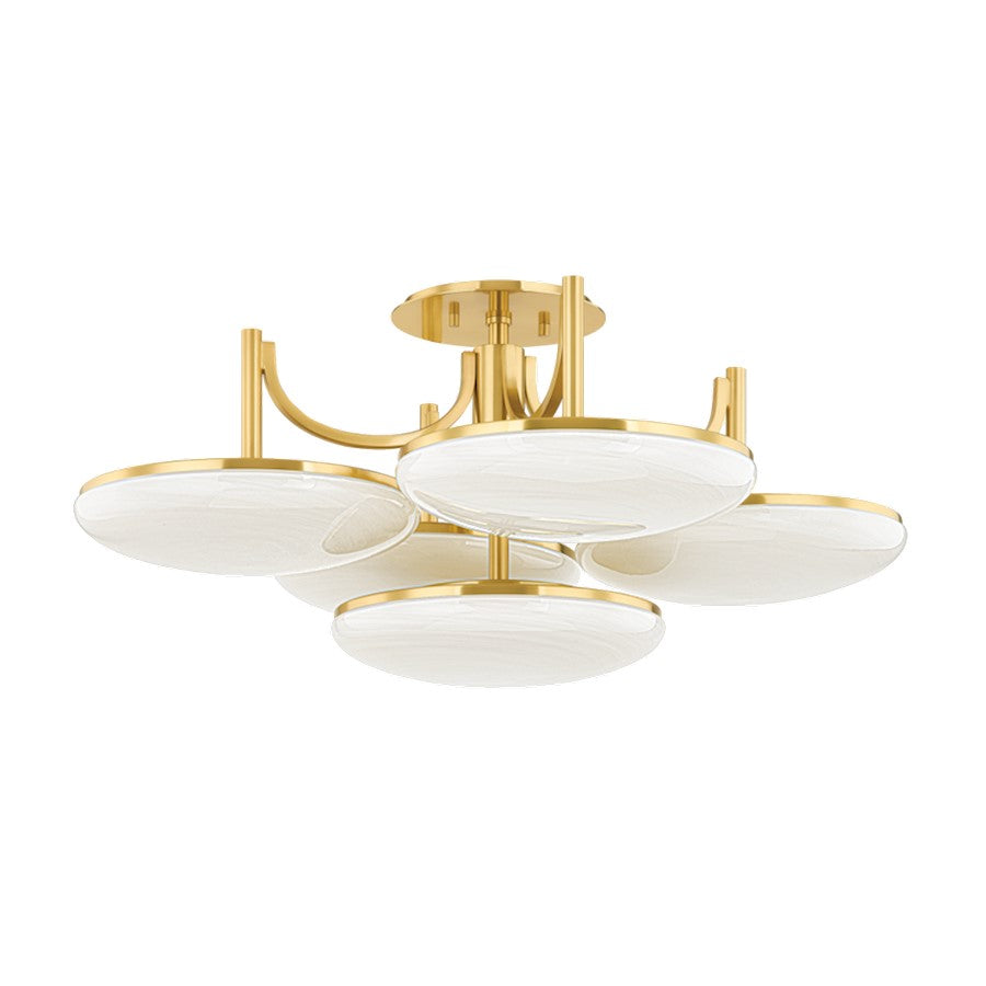 Hudson Valley Bregman Semi Flush Mount, Aged Brass