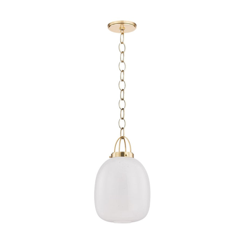 Hudson Valley Enosburg 1Lt 11" Pendant, Aged Brass/Clear Cloud Seeded - 2013-AGB
