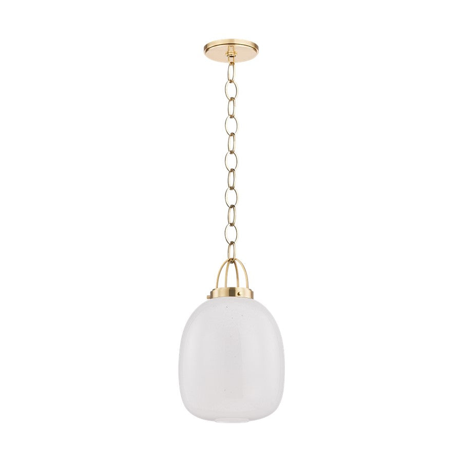 Hudson Valley Enosburg 1Lt 11" Pendant, Aged Brass/Clear Cloud Seeded - 2013-AGB