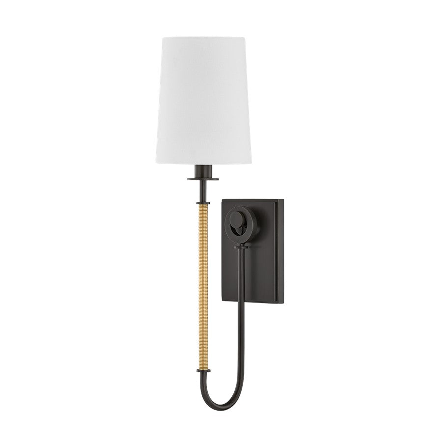 Hudson Valley Glenmont 1Lt Wall Sconce, Brass/Bronze/White Linen - 2071-AGB-DB