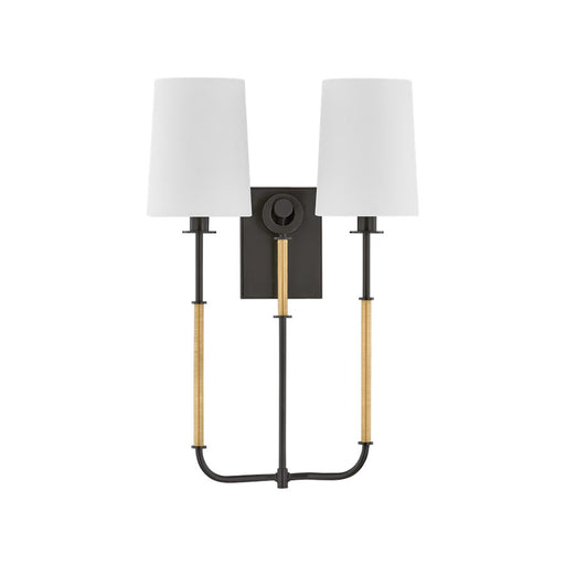 Hudson Valley Glenmont 2Lt Wall Sconce, Brass/Bronze/White Linen - 2072-AGB-DB