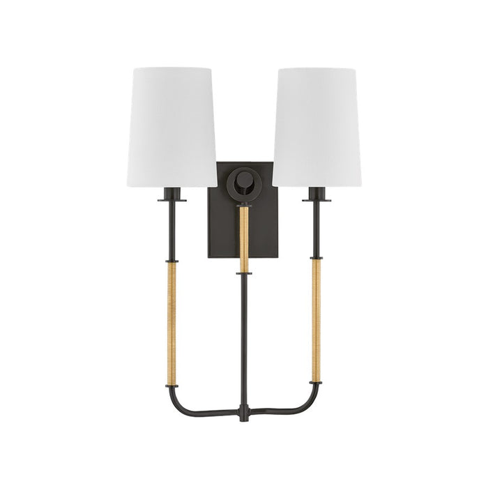 Hudson Valley Glenmont 2Lt Wall Sconce, Brass/Bronze/White Linen - 2072-AGB-DB