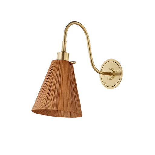 Hudson Valley Ruthin 1 Light Wall Sconce, Aged Brass/Natural Rattan - 2115-AGB