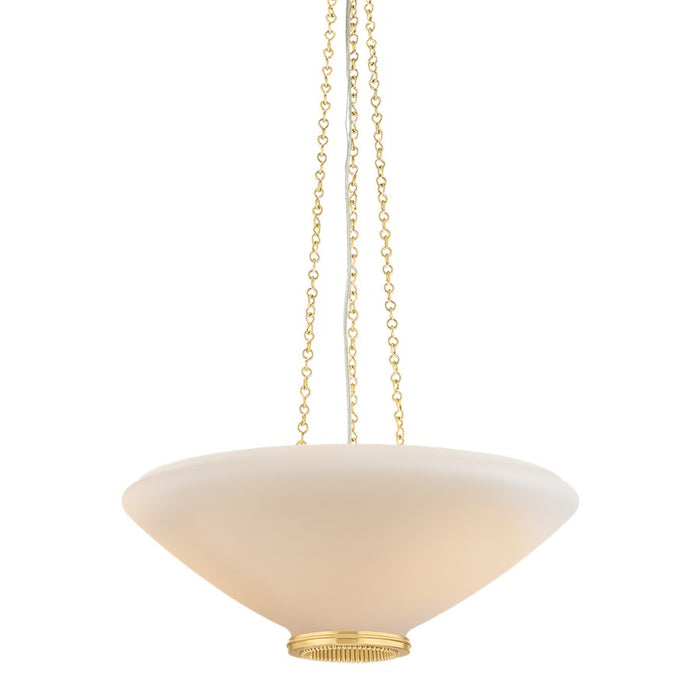 Hudson Valley Awosting 3 Light 22" Pendant, Aged Brass/Opal Matte