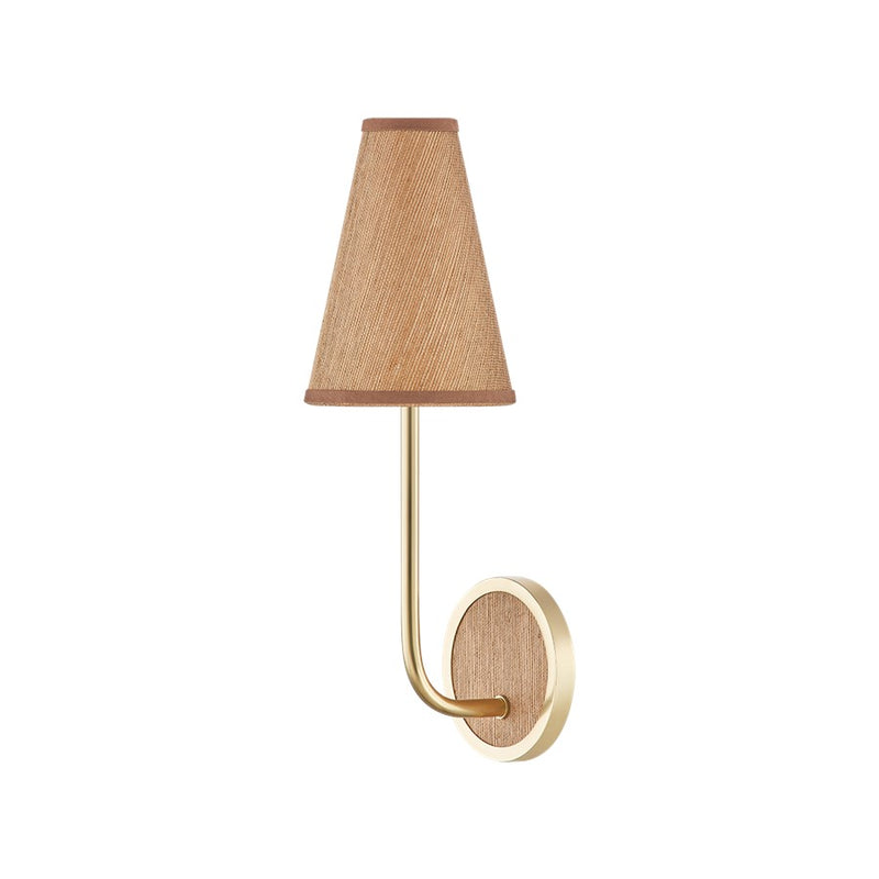 Hudson Valley Buskirk 1Lt Wall Sconce, Aged Brass/Natural Grasscloth - 2451-AGB