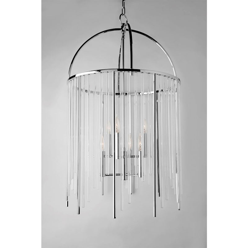 Hudson Valley Lewis 6 Light Chandelier, Polished Nickel/Clear