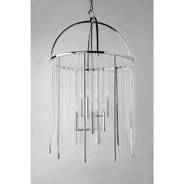 Hudson Valley Lewis 6 Light Chandelier, Polished Nickel/Clear